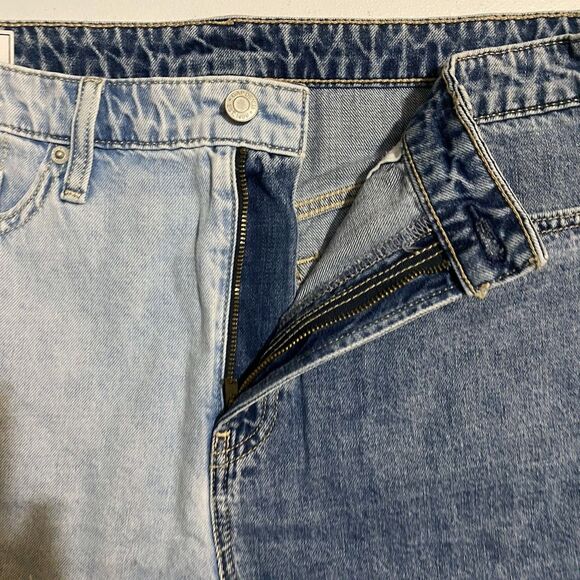 Gap Denim Jean Shorts Womens Size 30 10R Two Tone Festival Sky High Rise Raw Hem - Picture 3 of 10